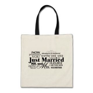 Just Married (BRIDE Design) Word Cloud Canvas Bag