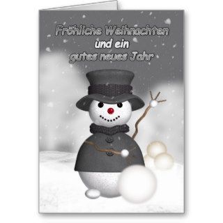 German holiday card with modern stylish snoman