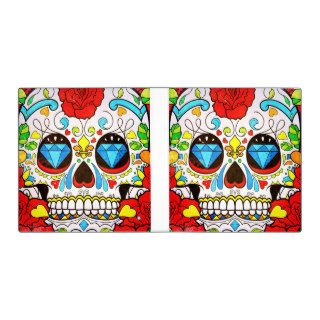 Sugar Skull and Hipster Bright Red Floral Roses Vinyl Binder