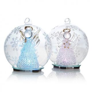Winter Lane Set of 2 Angel Color Changing LED Glass Globes