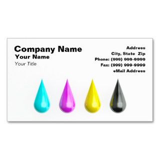 3D Colorful CMYK Ink Drops Business Card Templates