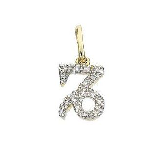 14k Real Gold Diamond Capricorn Pendant Charm 17121   Jewelry Boxes