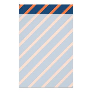 Fun Cool Blue and Orange Diagonal Stripes Stationery Paper