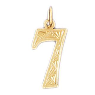 14K Yellow Gold Number Seven, #7 Pendant Jewelry