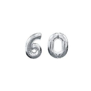 Grabo Giant Silver Number '60' Foil Balloons Decoration   Party Balloons