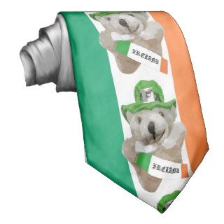 Ireland, Irish Leprechaun Teddy Bear, Flag Custom Ties