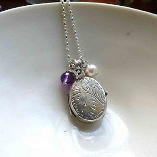 vintage silver locket with silver letter by lime tree design