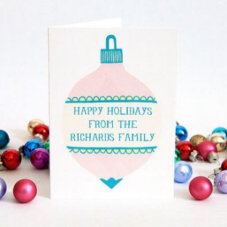 personalised christmas bauble card by wolf whistle