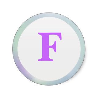 F  Letter F Initial Purple and White Stickers