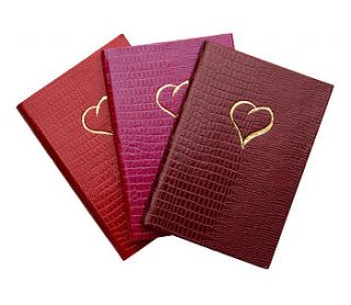 set of three heart embossed notebooks by sloane stationery