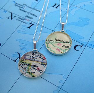 sterling silver personalised map necklace by evy designs