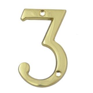 (#3) BOLTON 3 Inch Solid Brass Bright Brass Finish House Number Raised 1/6"    