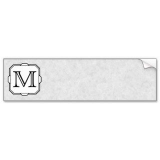 Your Letter. Custom Monogram. Gray, Black & White Bumper Stickers