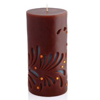 3 x 6" Brown Turquoise Pillar Candles Set of 6