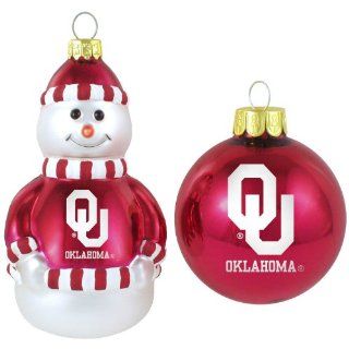 NCAA Oklahoma Sooners Snowman and Ball Mini Blown Glass Ornaments  Sports Fan Hanging Ornaments  Sports & Outdoors
