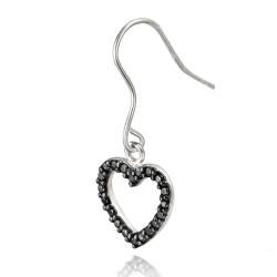 DB Designs Sterling Silver Black Diamond Accent Heart Hook Earrings DB Designs Diamond Earrings