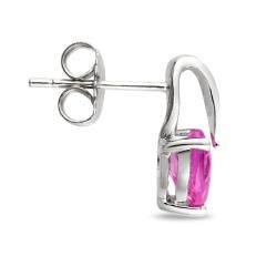 Miadora Sterling Silver Created Pink Sapphire and Diamond Accent Earrings Miadora Gemstone Earrings