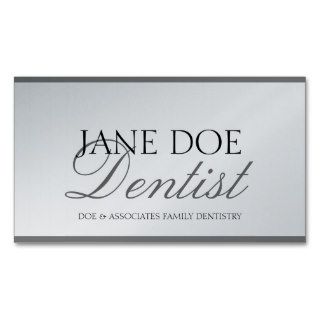 Dentist DDS Family Dentistry Silver Script Platnum Business Card