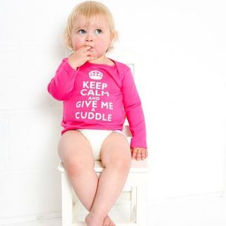 'keep calm and give me a cuddle' t shirt by jack spratt baby
