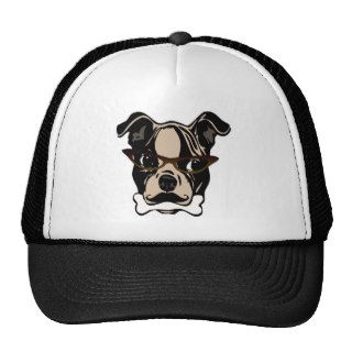 Cute Dog with Mustache, Eyeglasses & Bone in mouth Trucker Hat