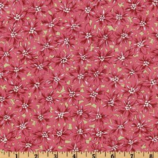 44'' Wide Tis the Season Poinsettias Red Fabric By The Yard