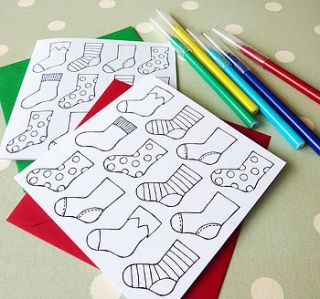 colour in christmas stocking cards by little cherub design