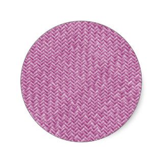 PinkColored Basket weave Pattern Round Stickers