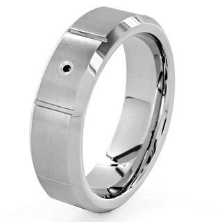 Cobalt and Tungsten Black Diamond Accent Grooved Ring Men's Wedding Bands