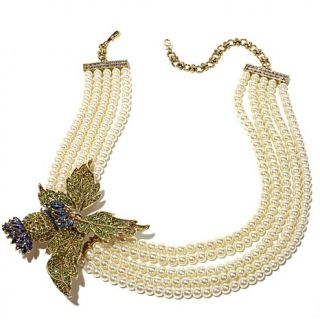 Heidi Daus "Thistle Twit" 5 Strand Simulated Pearl Crystal Accented Station Nec