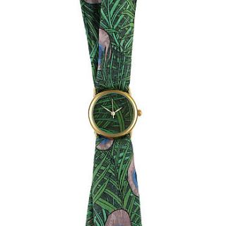 peacock small fabric watch by wholesome bling