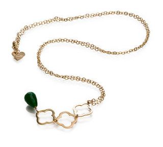 long three gold clovers necklace by brox rocks