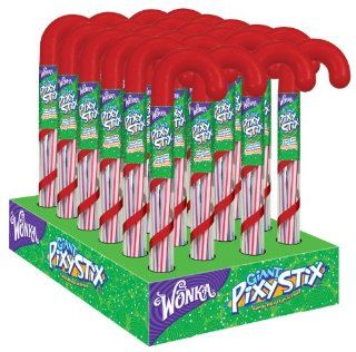 Wonka Pixy Stix Giant Christmas Canes, Grape, Punch, Cherry & Orange, 1.98 Ounce Packages (Pack of 6)  Candy  Grocery & Gourmet Food