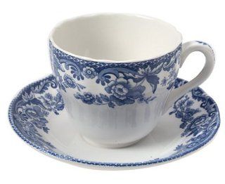 Spode Delamere Blue Earthenware 7 Ounce Teacup and Saucer Kitchen & Dining
