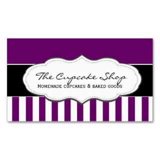 Retro Purple and White Striped Business Cards
