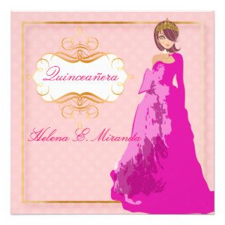 Quinceañera/Quince años princess/polka dots Personalized Announcements
