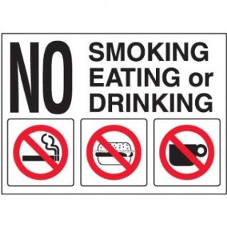 Emedco No Smoking, Eating, Or Drinking Door And Window Labels Industrial Warning Signs