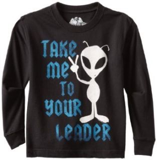 Wes and Willy Boys 2 7 Take Me To Your Leader Crewneck Tee, Black, 7 Clothing