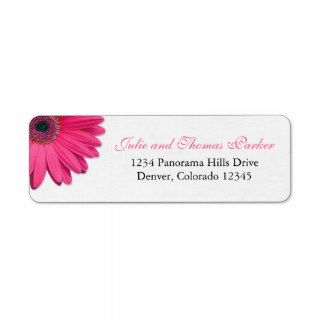 Pink Gerbera Daisy Wedding Return Address Labels