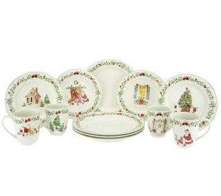 Lenox Holiday Illustrations 12 Piece Porcelain Dinnerware Set —