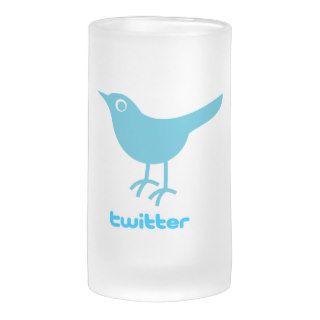 Tall Frosted Blue Twitter Bird Mugs