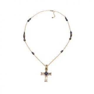Studio Barse Smoky Quartz and Gemstone Bronze "Cross" Pendant with 31" Necklace