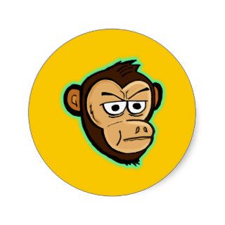 Cartoon Monkey Round Stickers