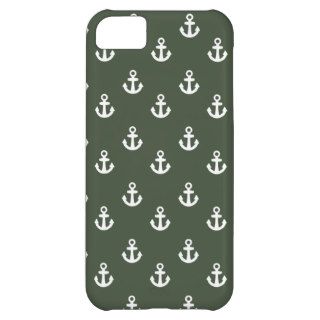 Dark Loden Green Ships Anchors Pattern iPhone 5C Cover