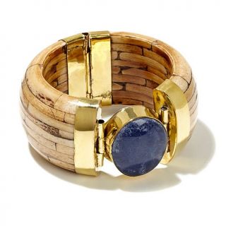 BAJALIA "Urvi" Resin Stone and Bone Hinged Bangle Bracelet