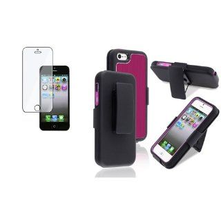 CommonByte Hot Pink Aluminum Swivel Holster w/Stand Case+Screen Protector Film For iPhone 5 Cell Phones & Accessories