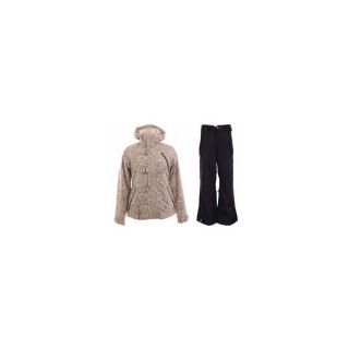 Burton Dream Jacket Chestnut Paper Print w/ Bonfire Evolution Pants Black   Womens jacket pkg 1430