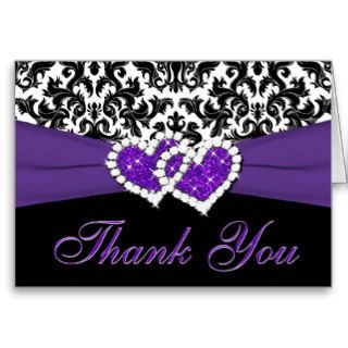 PRINTED RIBBON Black White Purple Thank You Card Card