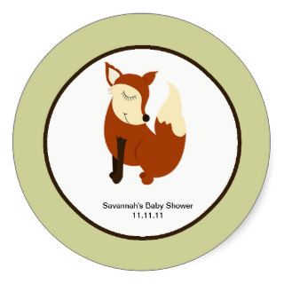Woodland Fox Favor Stickers 3 inch