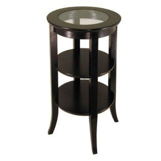 Winsome Genoa Espresso Wood End Table with Glass Top P.Number 92318  