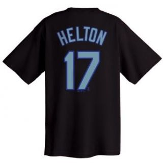 Todd Helton Colorado Rockies Name and Number T Shirt (Black, Small)  Clothing